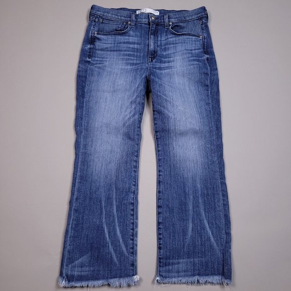 AYR The Bomb Pop Jeans Cropped Raw Hem Straight Leg Preppy Size 33S 33x24 - Picture 1 of 8